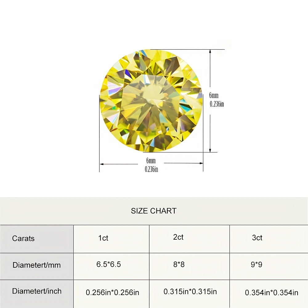 Round Lemon Yellow Moissanite Loose Stone