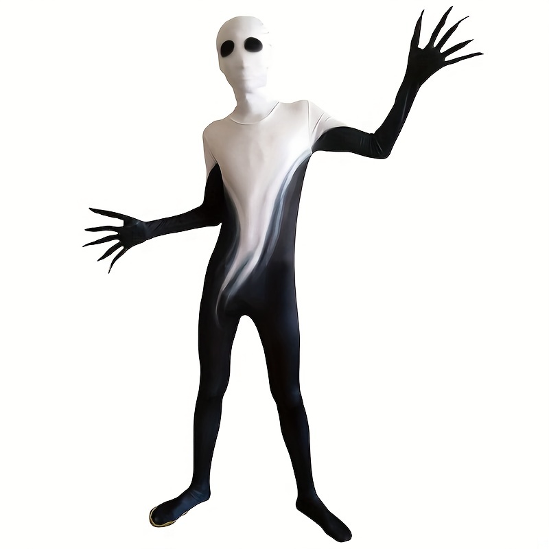 Slenderman Adult Spandex Costume Body Suit Tie Slender Man Mens Black Tux  Meme