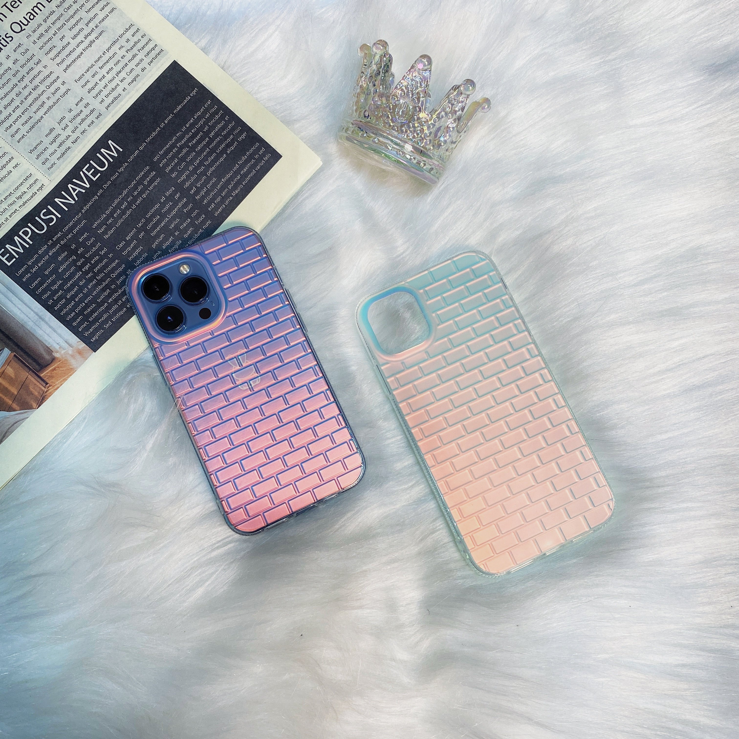 Luxury Square Glossy Electroplating Transparent Rainbow Soft Hard Phone Case  For Iphone 14 13 12 Pro Max 11 - Temu
