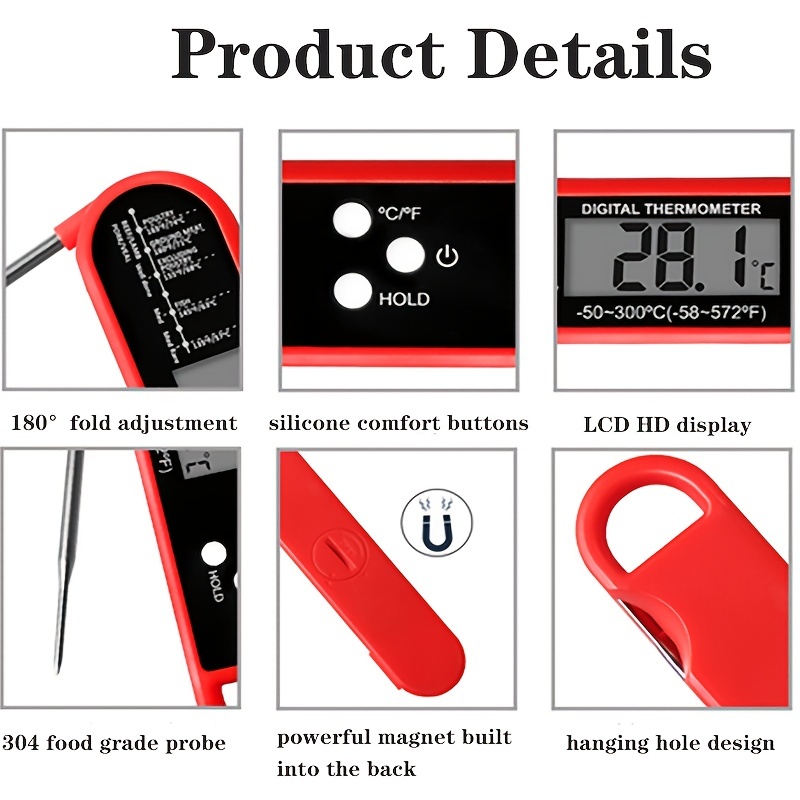 Digital Meat Thermometer & Bottle Opener - Instant Read Food Thermometer  For Cooking & Grilling With Led Backlit Display - Kitchen Gadgets & Bbq  Accessories - Temu