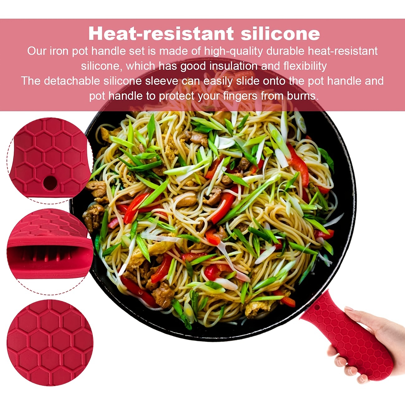 1Pcs Silicone Hot Handle Holder Potholder Saucepan Holder Sleeve Cookware  Parts Kitchen Tools Cast Iron Skillets Pans Grip Cover