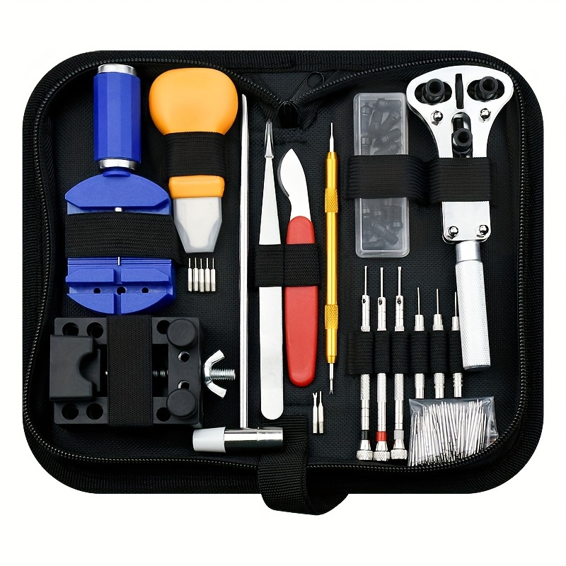 

147pcs Watch Repair Tool Set, Case Opener Spring Bar Strap Link Tool Set With Carrying Pouch, Watch Battery Replacement Assistant, Multifunctional Tool