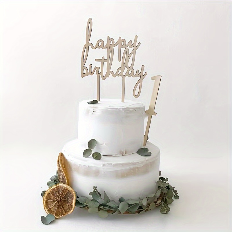 Cake Topper in Legno Happy Birthday - Decorazione Torta