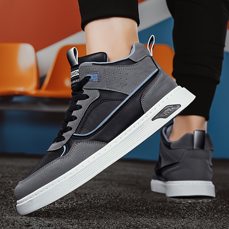 Zapatillas Casuales de Caña Alta para Hombre - Transpirables, Suela Gruesa, Zapatos de Skate con Cordones y Diseño a Rayas para Todas las Estaciones