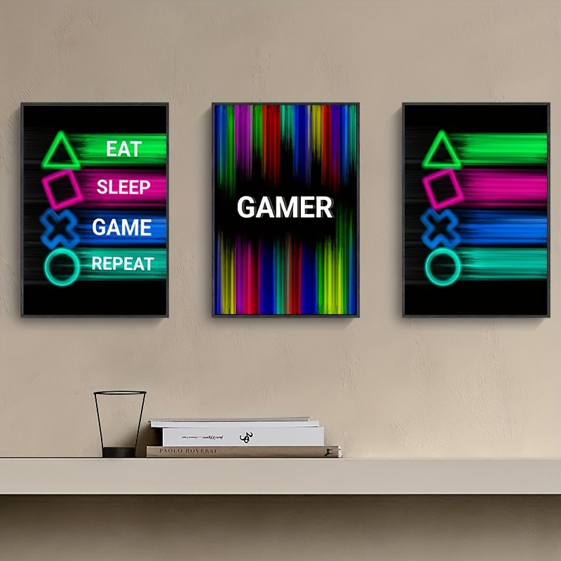 Gamer Quotes Canvas Poster Gaming Room Decor Modern Neon - Temu