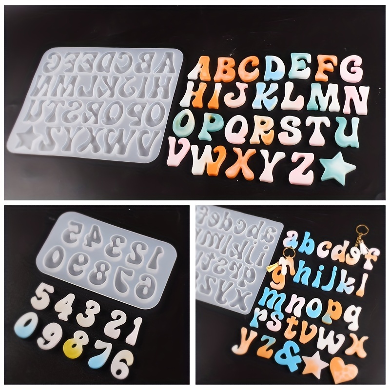Alphabet Mold Silicone Letter Number Molds Large Alphabet Resin Molds Resin  Casting Mold for Epoxy Resin Crafts Clay Crafts DIY Resin Keychain Jewelry