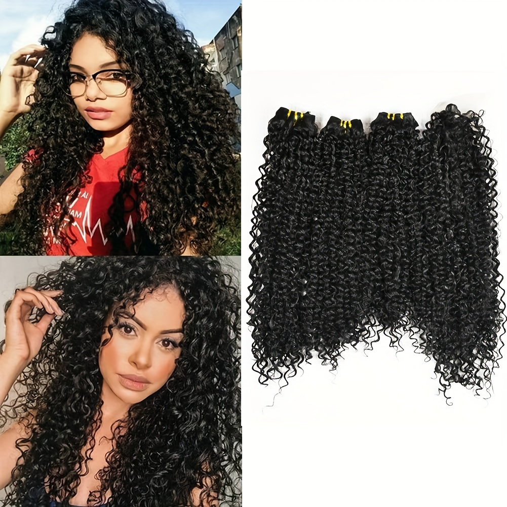 7 Pieces In One Package Synthetic Hair Weaving Bundles With Lace Closure 22 Inch 24 Inch 26 Inch Afro Hair All In One Synthetic Hair Bundles