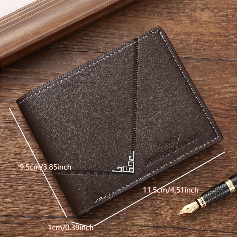 Men's Wallet Short Money Clip, Fashion Multi-card Lychee Pattern Horizontal  Splicing Leather Clip - Temu