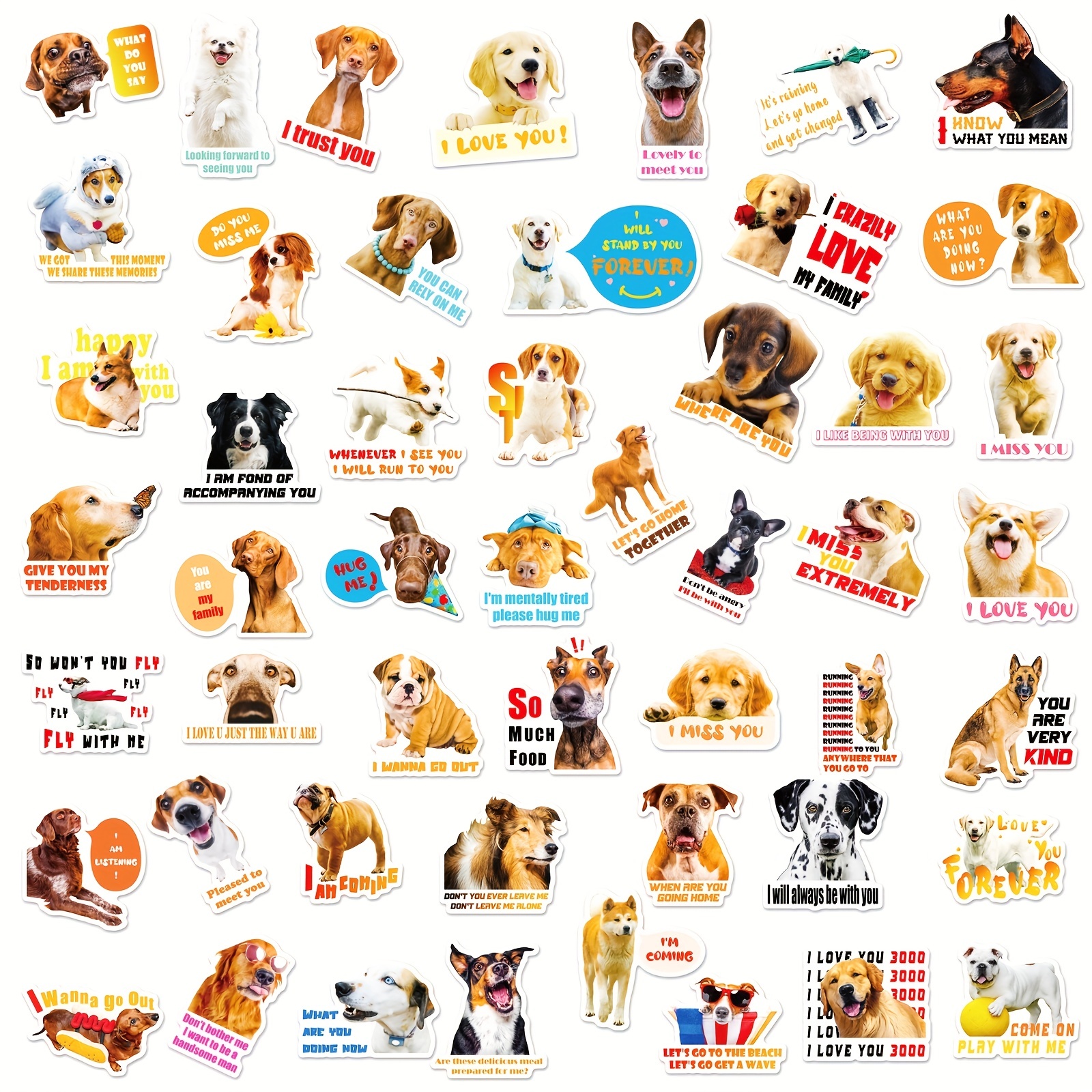 50 Pcs Dog Stickers for Kids Water Bottles Puppy Stickers