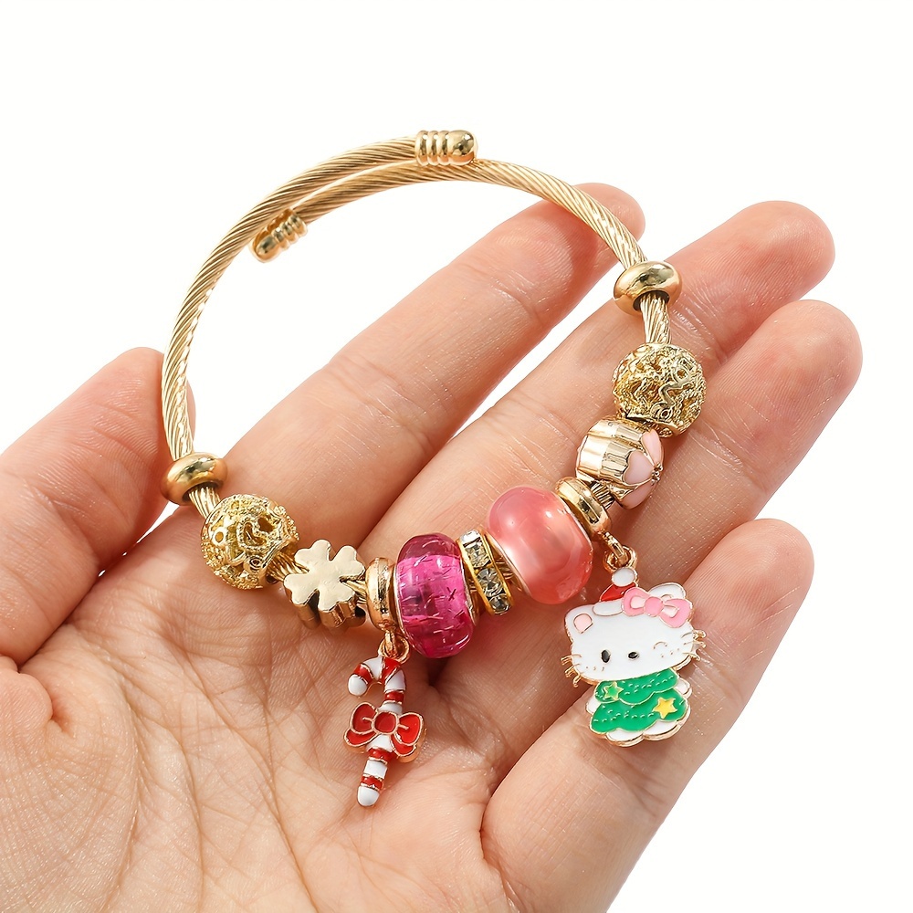 Sanrio Accessories Kawaii Hello Kitty Bracelet Charms Metal Cartoon Cute  Y2k Jewelry Sweet Gifts For Girls