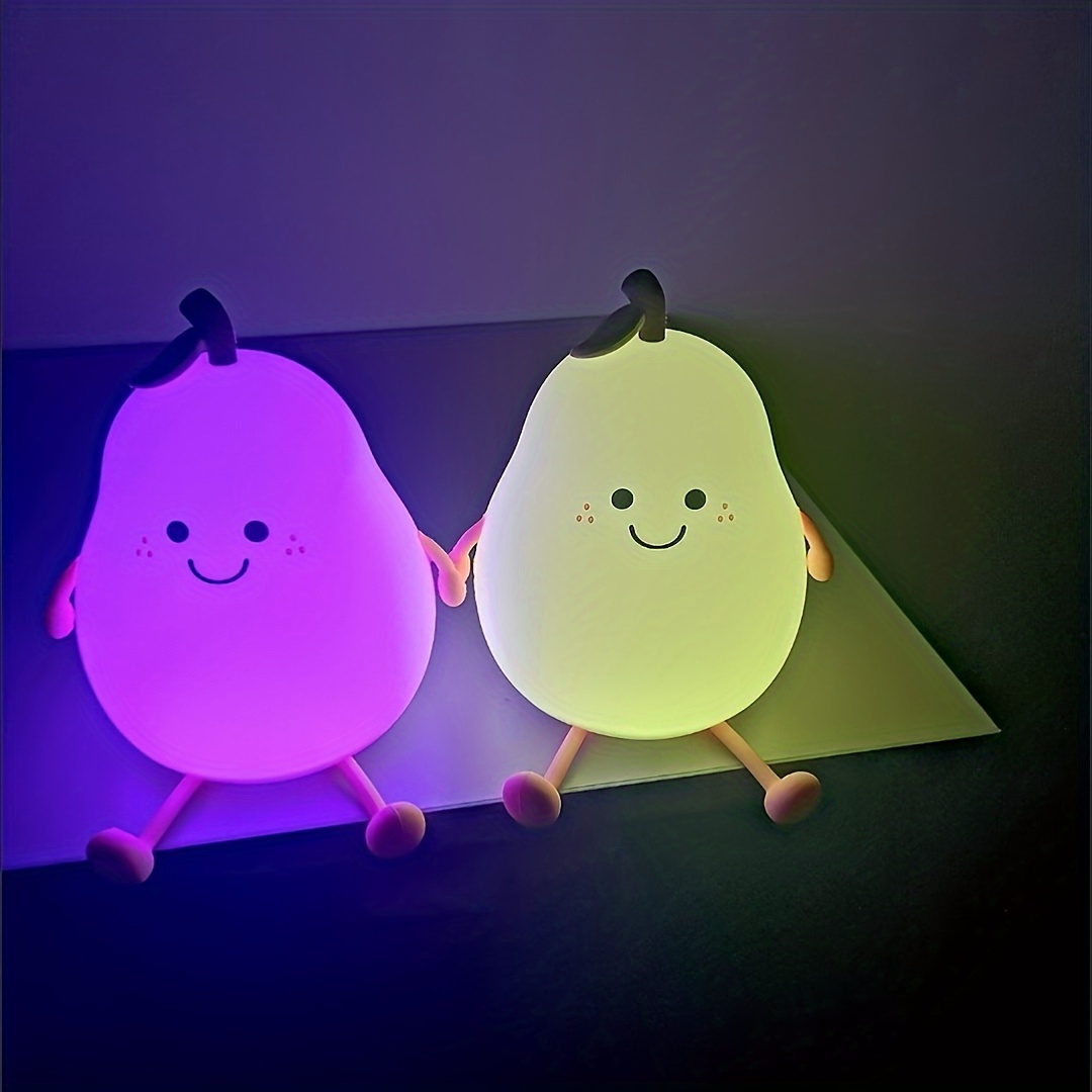 Rosixehird Lampada a forma di pera - Luce notturna per vivaio in  silicone,USB ricaricabile, tre marce dimmerabili, luce notturna a forma di  frutta