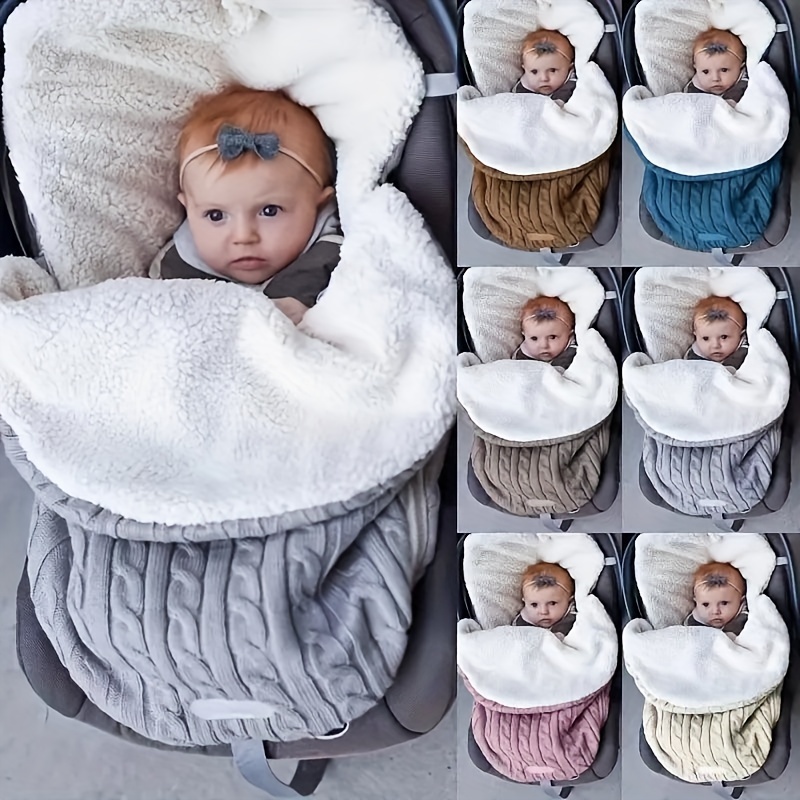 Baby Plus Velvet Sleeping Bag, Thickened Knitted Warm Blanket
