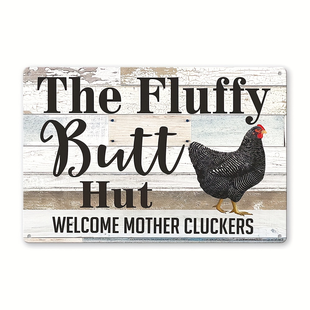 1pc, Fluffy Chick Metal Tin Sign - Vintage Plaque Decor for Home, Room, Restaurant, Bar, Cafe, Garage, Wall Decor - Water-proof and Dust-proof