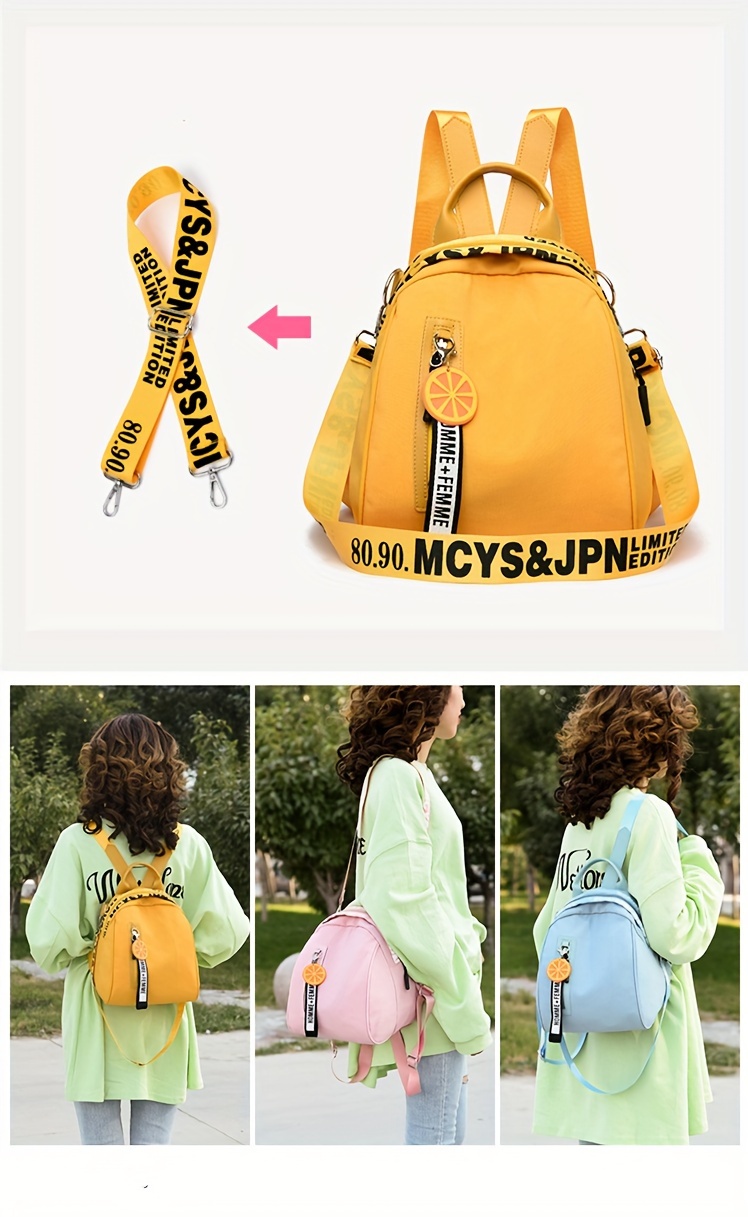 womens backpack lemon decorative shell bag girl casual shopping oxford cloth bags details 11