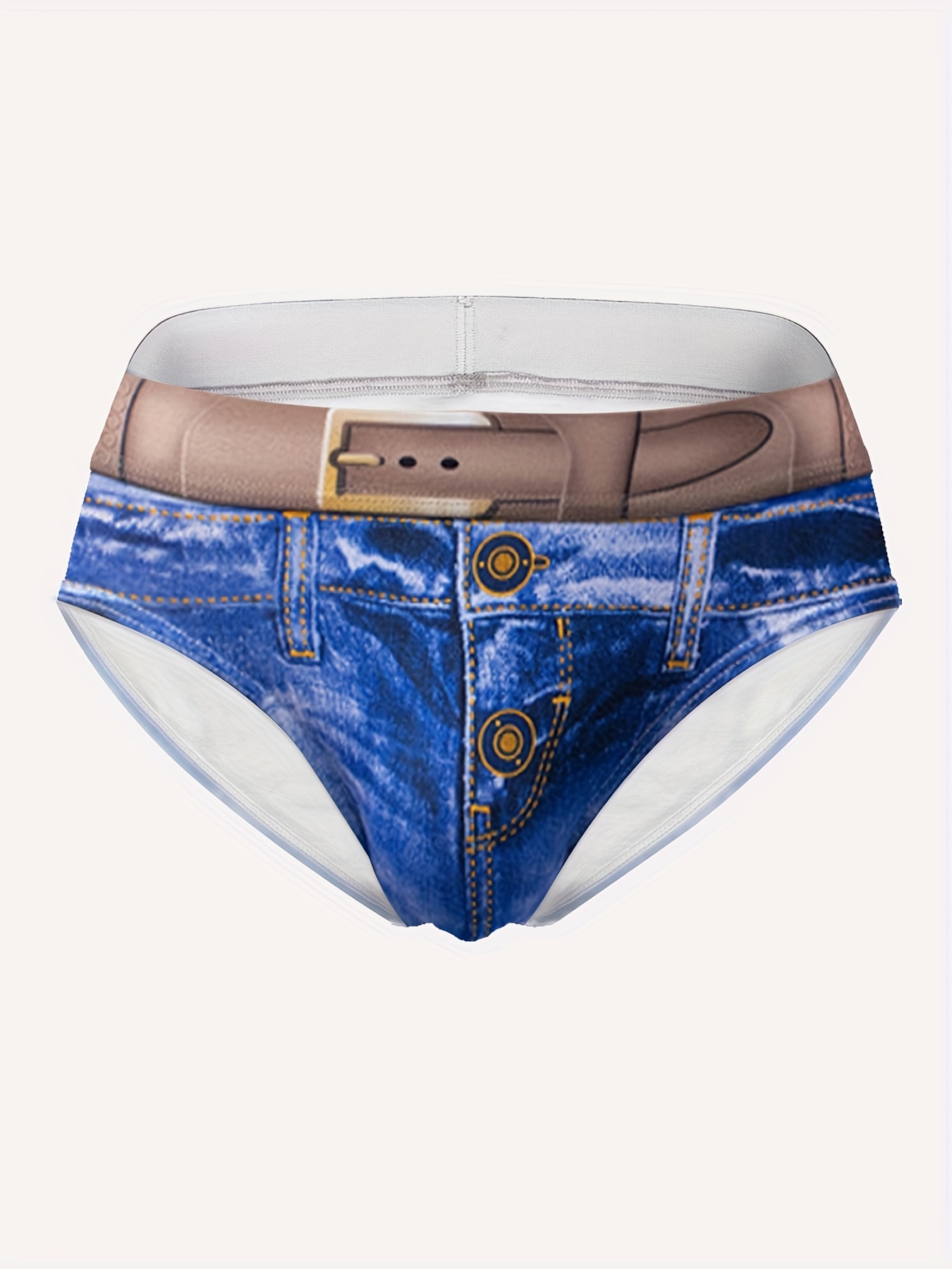 Men's Cotton Underwear 3d Jeans Print Fashion Briefs - Temu