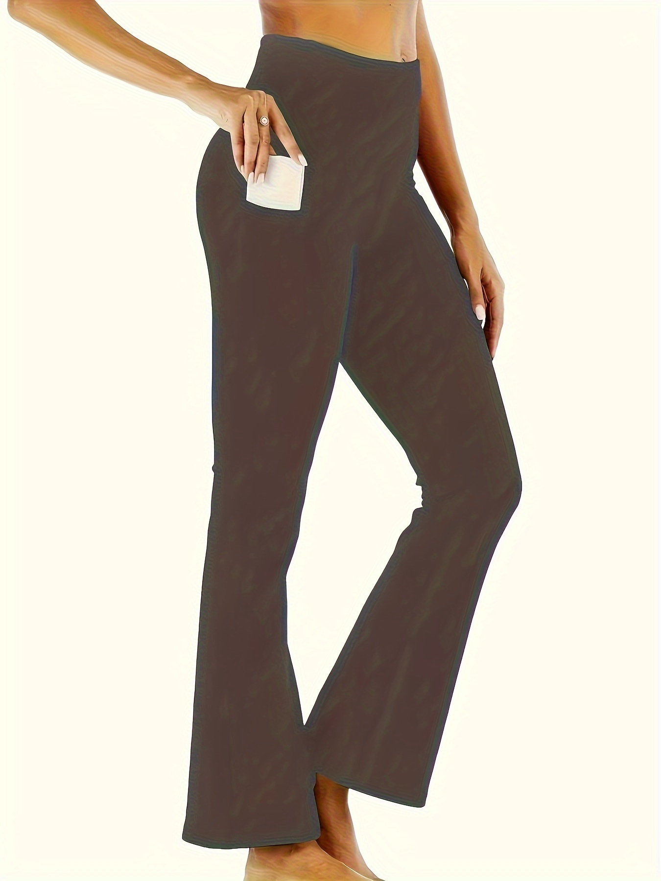Women Cozy Bootcut Yoga Pants 2 Pockets Long Bootleg Dress - Temu
