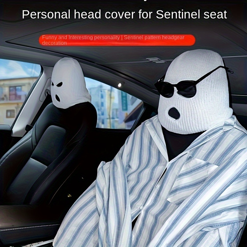 L.Ru UG Auto-Rückenlehnenschutz Lustige Autositz-Parodie-Kopfbedeckung,  lustige Autositz-Kopfbedeckungsmütze, Kopfstützenbezug für Vorder