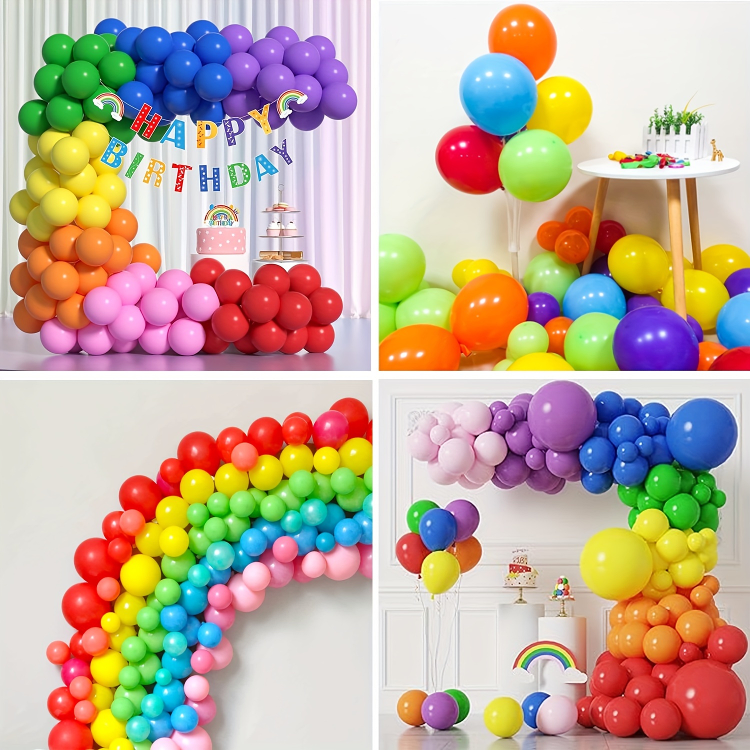 Globos de colores, 100 unidades, globos de látex arcoíris de 12 pulgadas de  colores surtidos con confeti adicional, globos de fiesta de 10 colores
