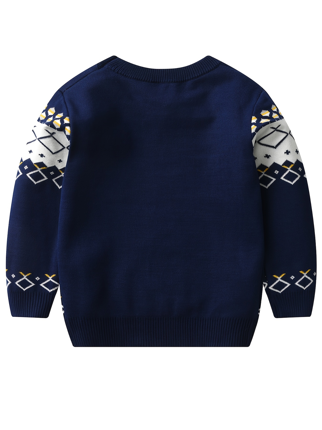 Boys Stylish Geometric Sweater Round Neck Long Sleeve - Temu