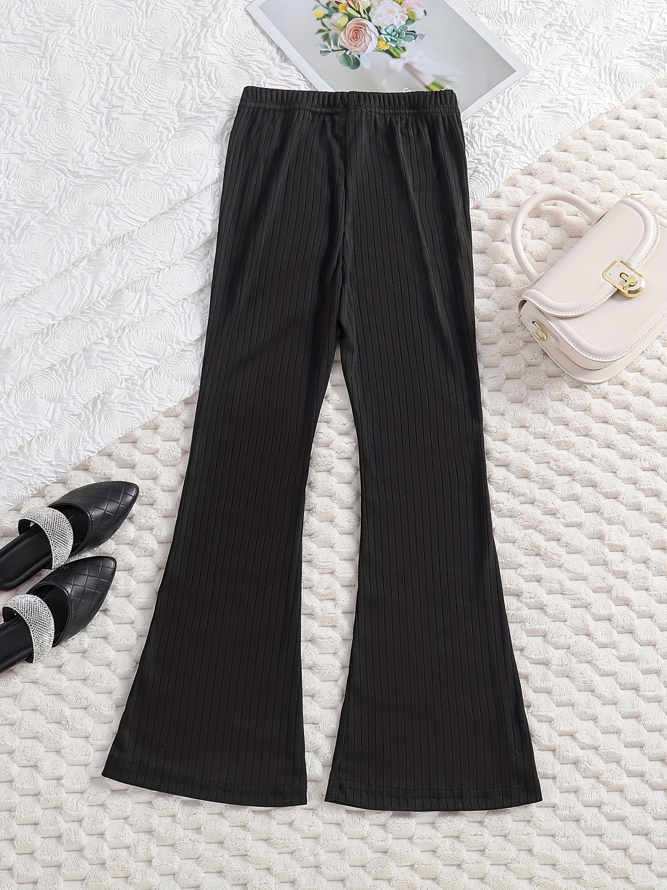 Tall Soft Rib Flared Trousers  Ribbed flares, Outfits with