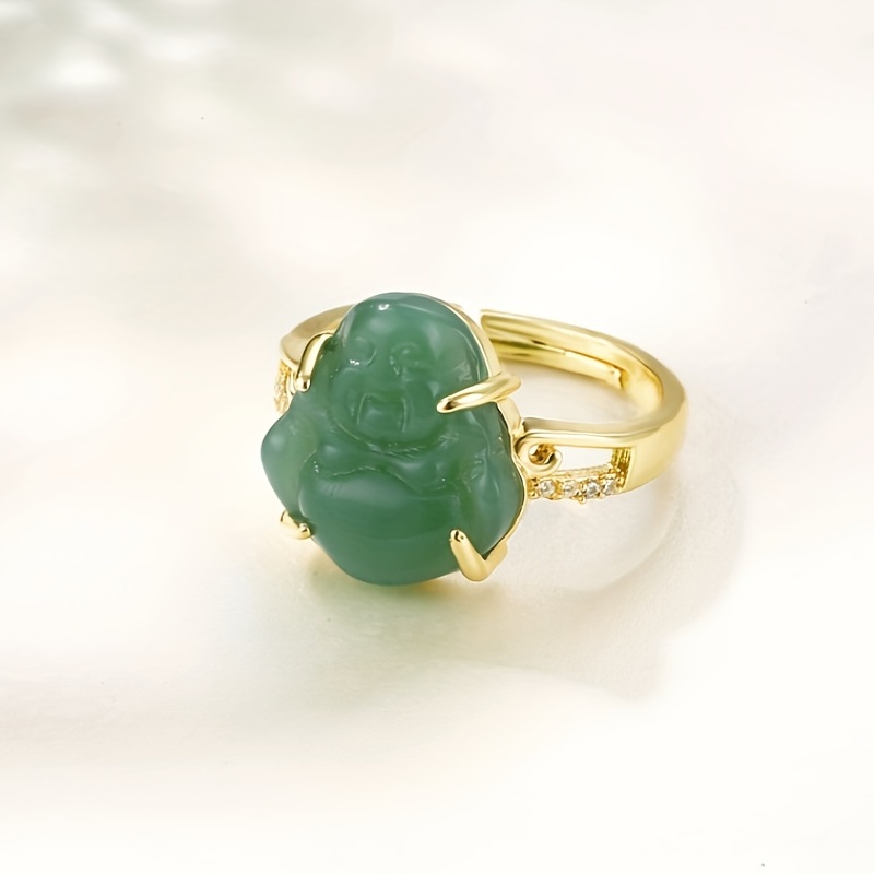 Men's Retro Buddha Adjustable Ring, Unique Design