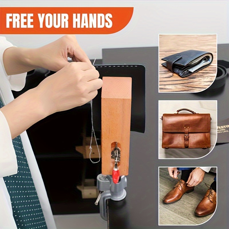 Diy Leather Stitching Clamp With Pu Leather Wood For - Temu