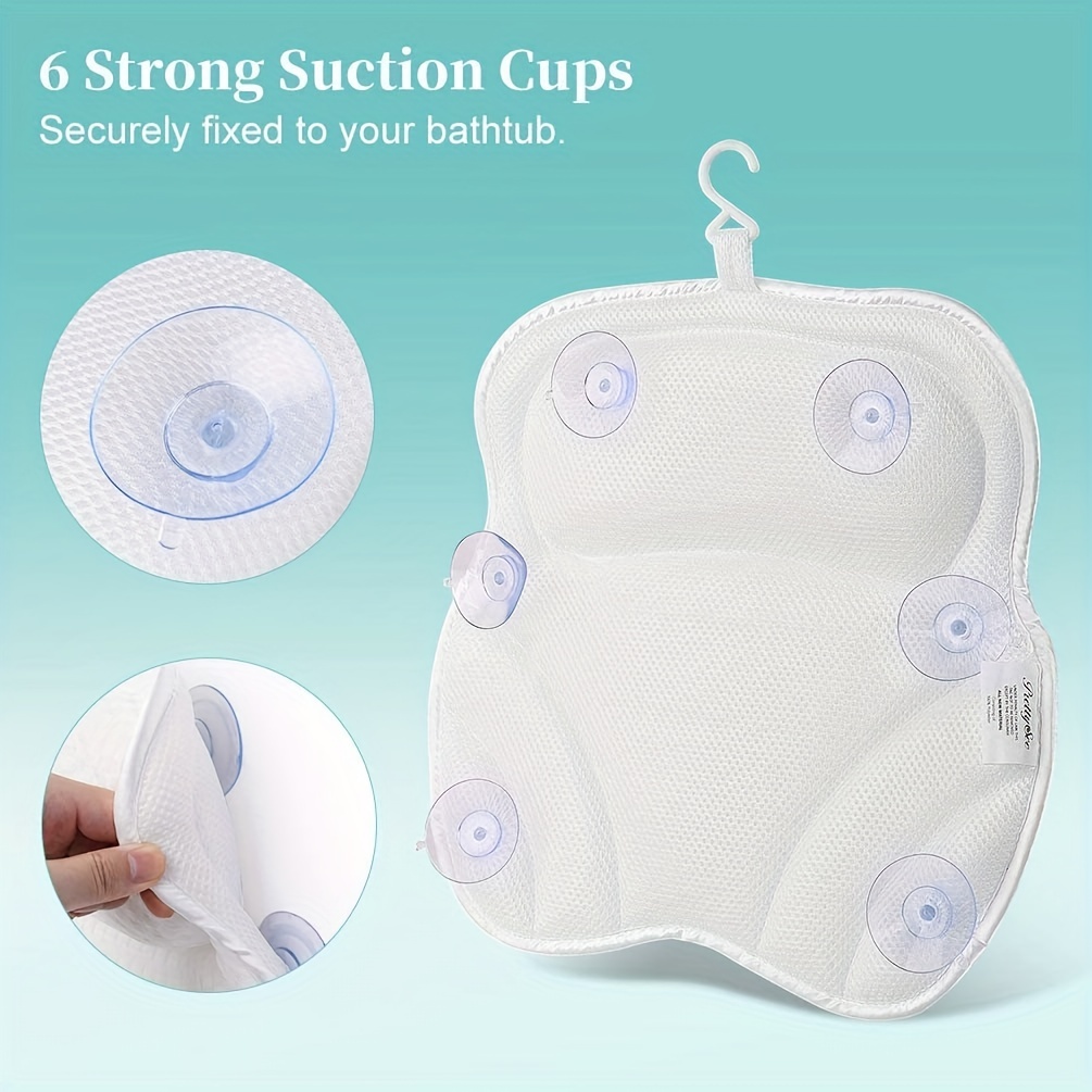 Bathtub Pillow For Head Neck Back Support Slip 4d Air Mesh - Temu