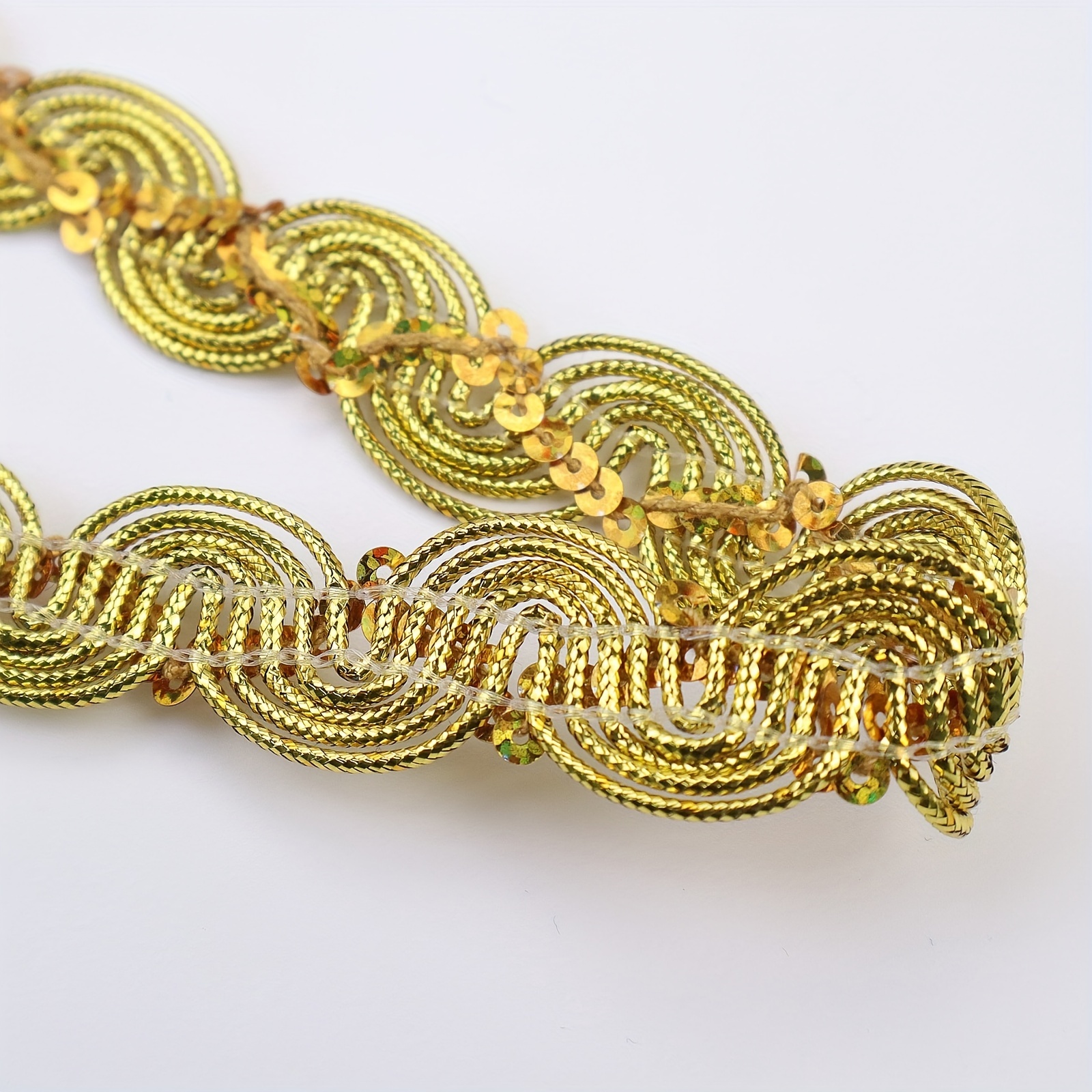  ZNZAKKA Gold Braid Trim 13 Yards Lace Ribbon Scroll Braid Trim  Metallic Edge Trim for Sewing, Crafts, Garments Accessories (Yellow) :  Everything Else