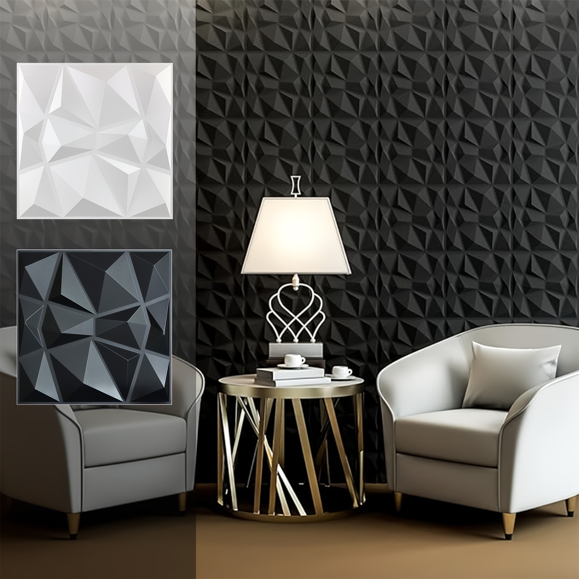 Art3dwallpanels Panneaux muraux 3D 19,7 pouces x 19,7 pouces PVC Wave  Design IV (32 pieds