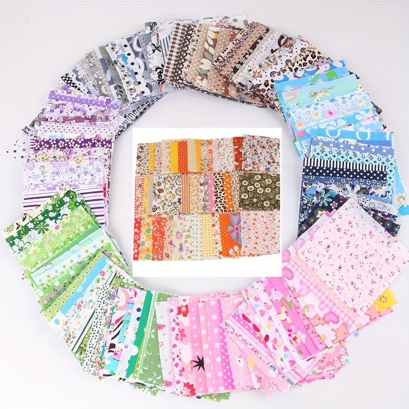 50pcs DIY Mini Flower Print Fbric, Patchwork Fabric 3.9*3.9in