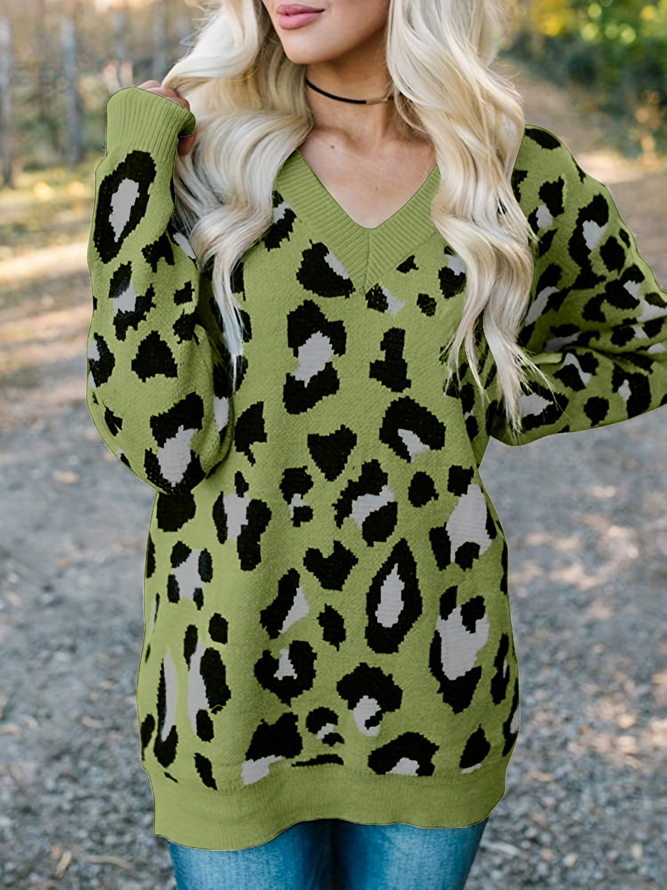 Green on sale leopard jumper