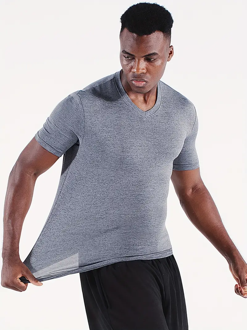 Men's Compression T shirt High Stretch Breathable V neck - Temu