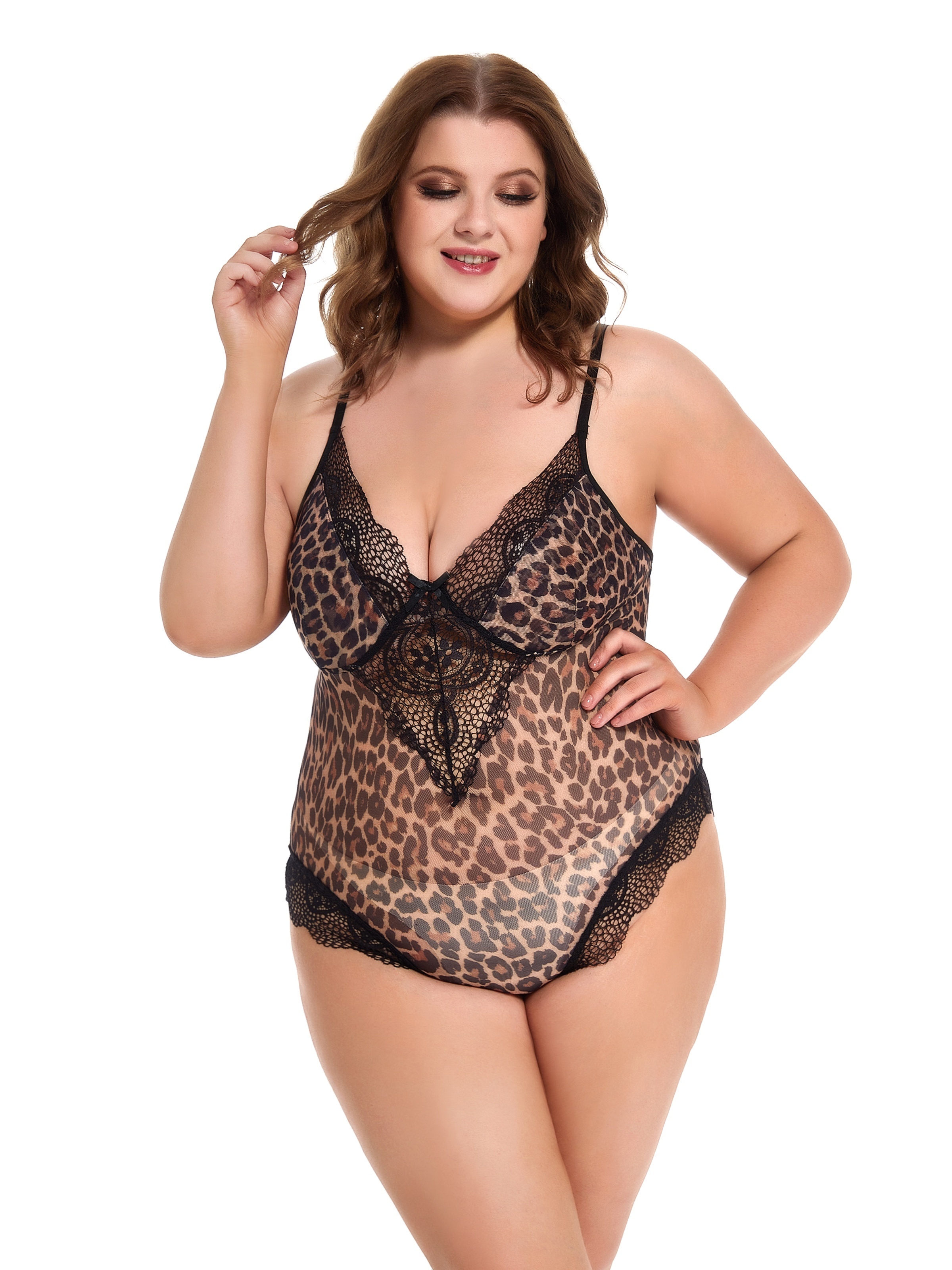 Sexy Mystery Plus Size Eyelash Lace Cami and Gartered Panty