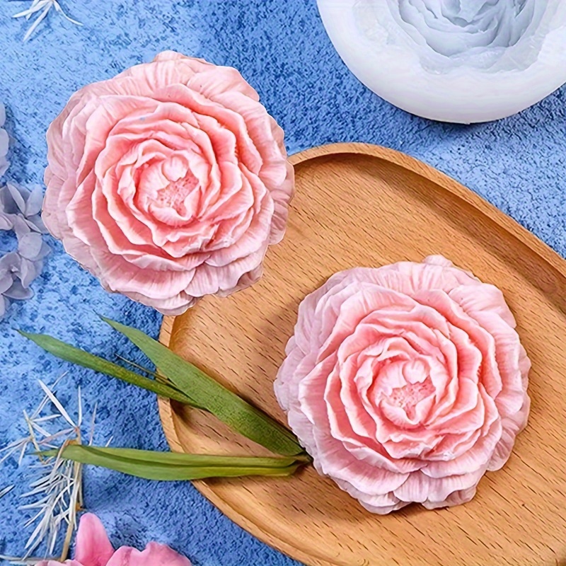 Moldes de silicona para jabón hecho a mano, moldes para manualidades con  flores rosas, DIY, suministros