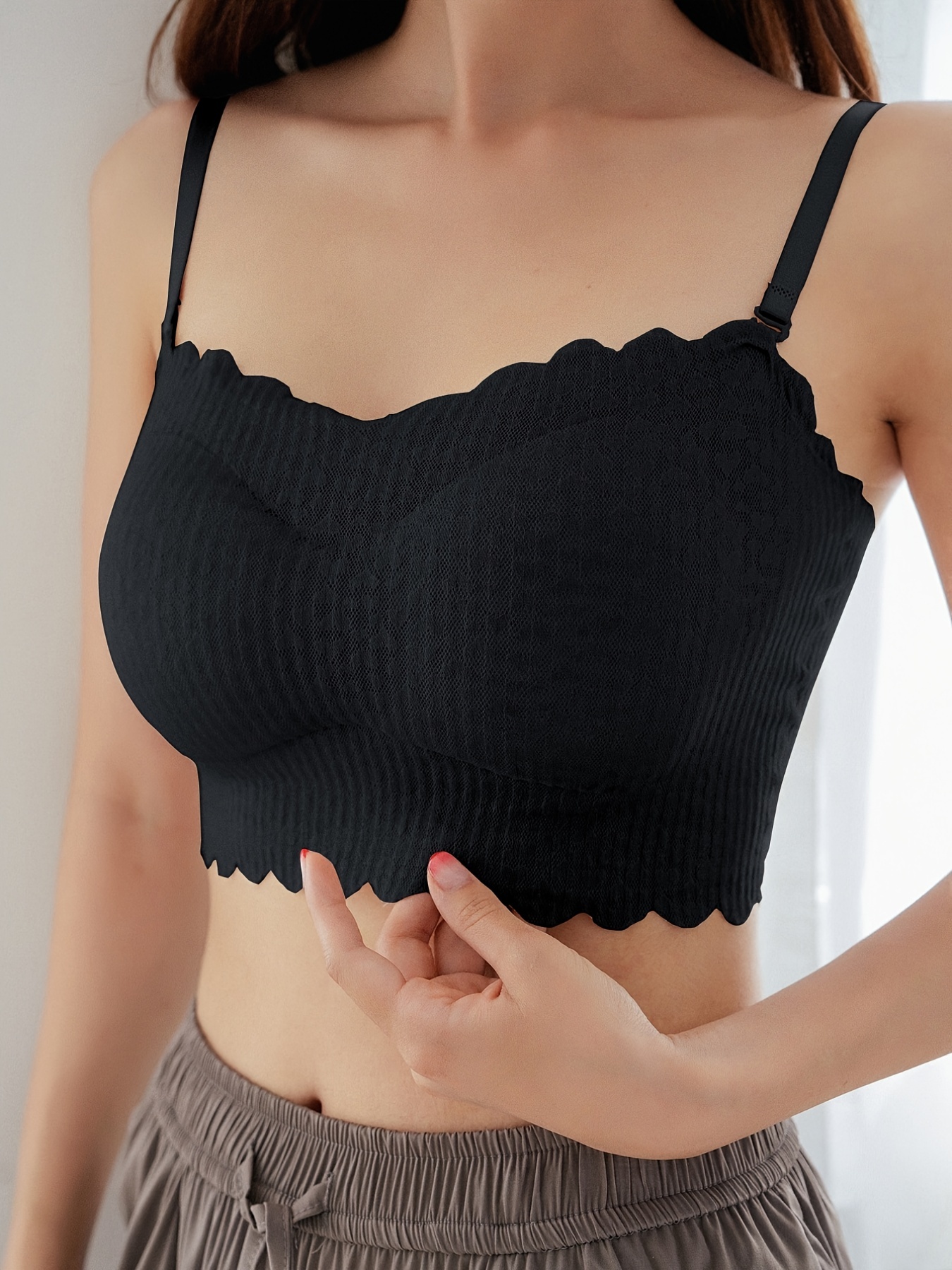 Solid Scallop Trim Cami Crop Top: Save up to 50%!