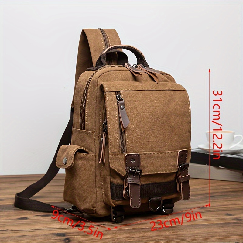 Canvas Casual Retro Small Backpack, Going Out Shopping Tablet Bag, Multi Functional Shoulder Bag