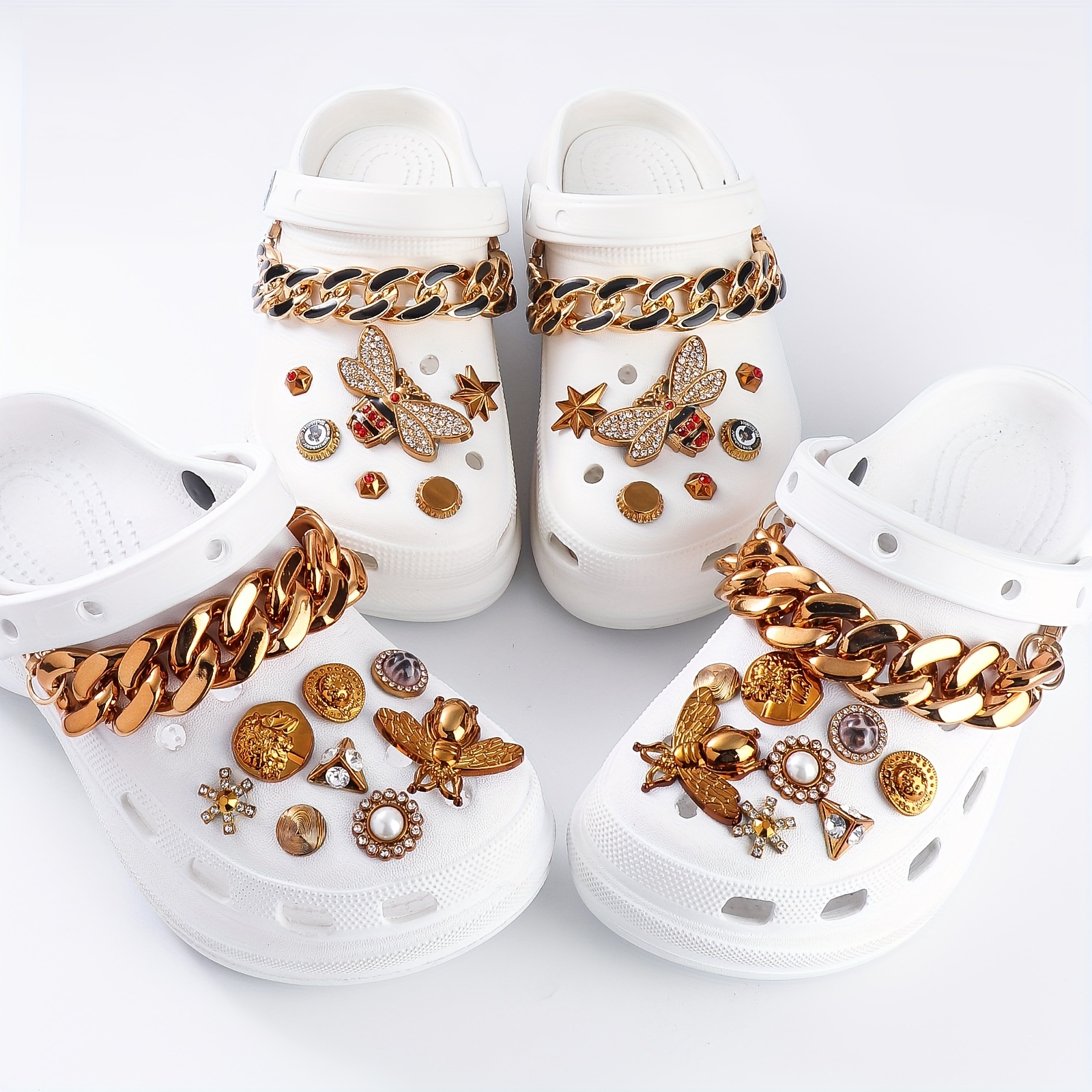 Bee Croc Charms Aesthetic Bee Shoe Clips Colorful Clogs Charms With Bling  Chains Shoe Accessories - Temu