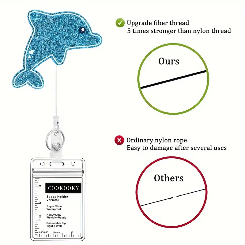 1PC Cartoon Dolphin Badge Reel Retractable, Nurse ID Name Card With  Alligator Swivel Clip, Cute Dolphin Badge Holder For Nurse Student