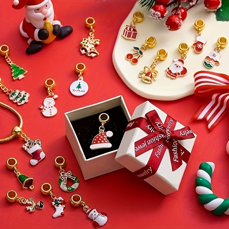 10/30/50pcs Random Christmas Golden Enamel Charms DIY Jewelry Making Charms Pendant for Bracelet Necklace Earring Jewelry Making Christmas Craft