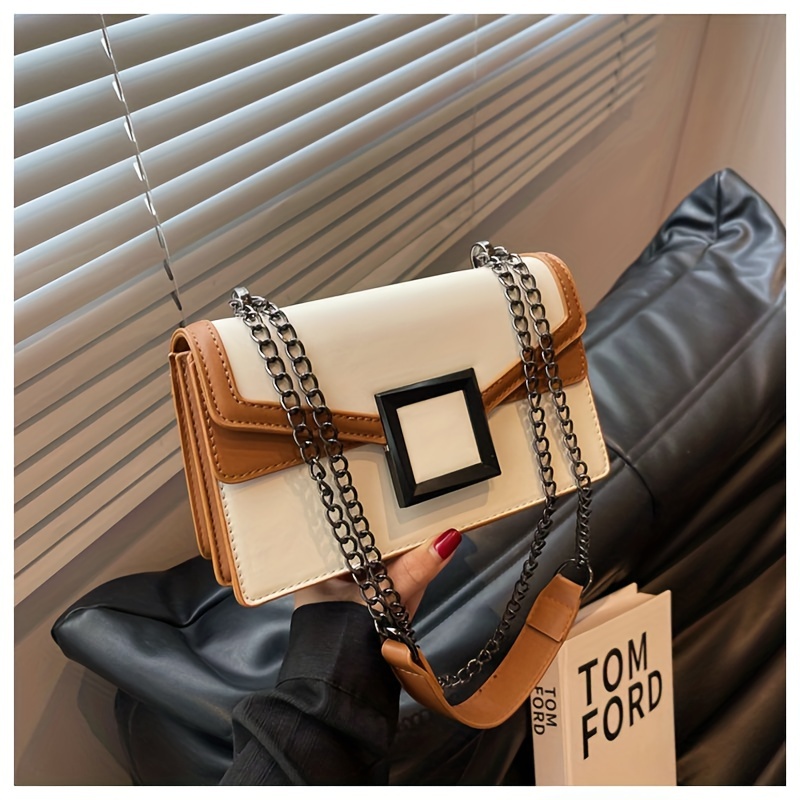 Small Chain Crossbody Bag, Fashion Faux Leather Shoulder Bag, Women's  Stitching Every Day Purse - Temu