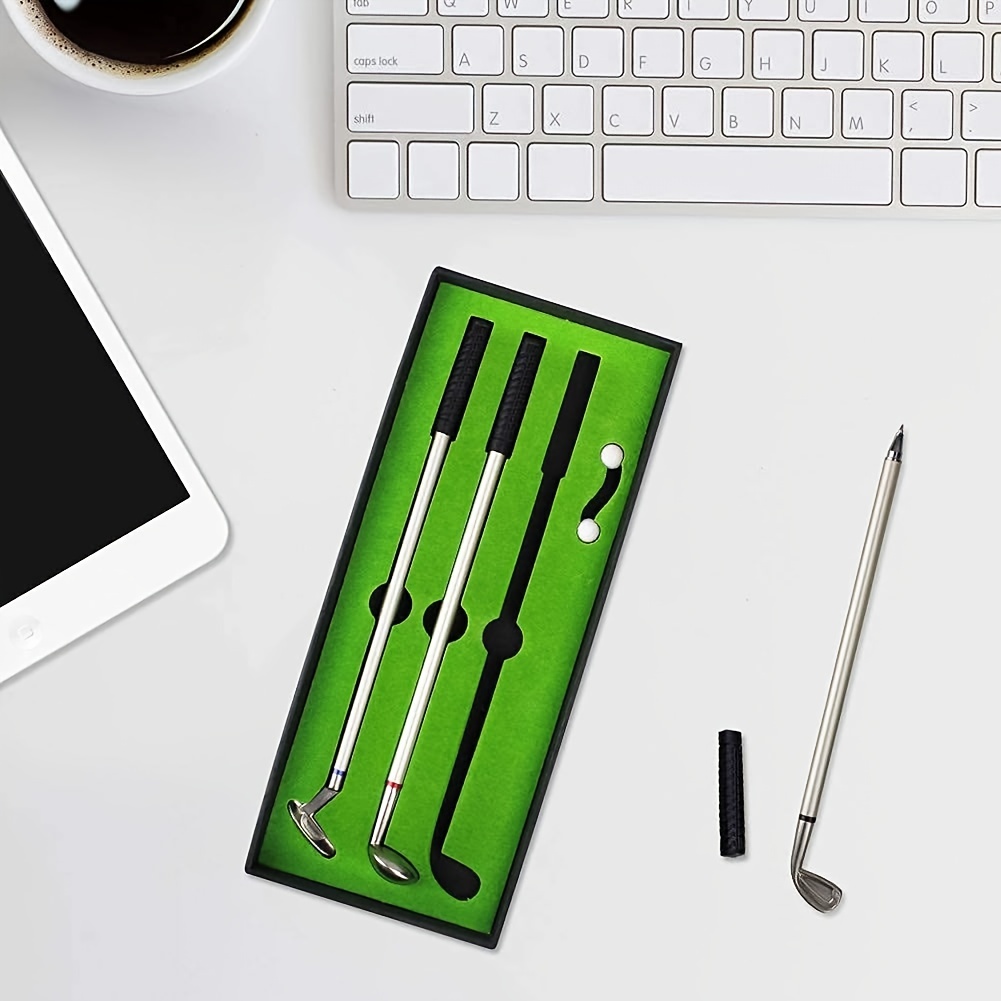 Golf Pen Set, Mini Desktop Golf Ball Pen Gift Includes Putting Green, 3  Club Pens, Balls And Flag, Desk Games - Sports & Outdoors - Temu