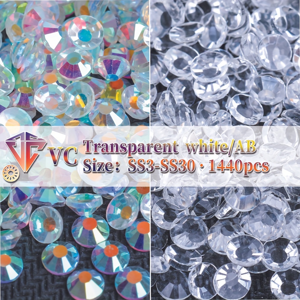 Glitter Gems Ss16 Ss20 Ss30 Flatback Stones Clear Crystal - Temu