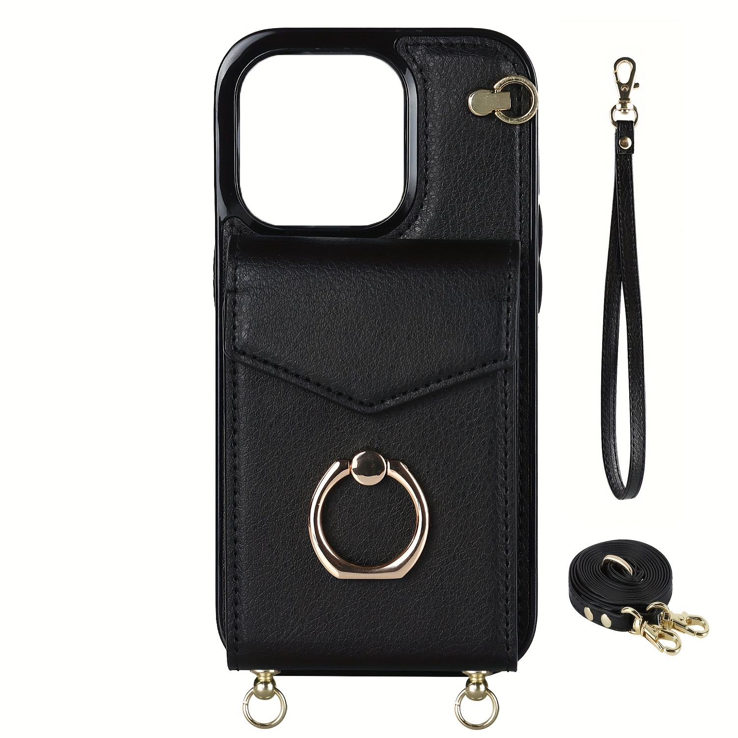 Luxury Leather Crossbody Lanyard iPhone Wallet Case