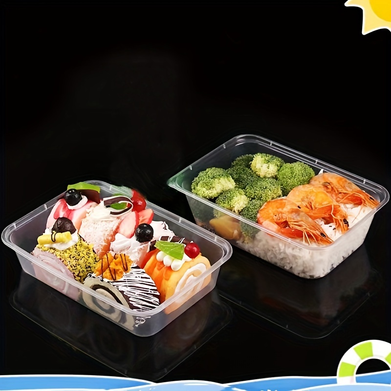 1pc Transparent Plastic Lunch Box, Microwaveable Bento Box Salad