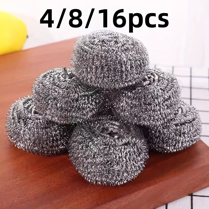3/10pcs, Dishwashing Wire Ball, Stainless Steel Wire Ball Scrubber, Large  Metal Scrubber, Scouring Pad Ball, Pot Scrubber, Kitchen Cleaning Scrubber B