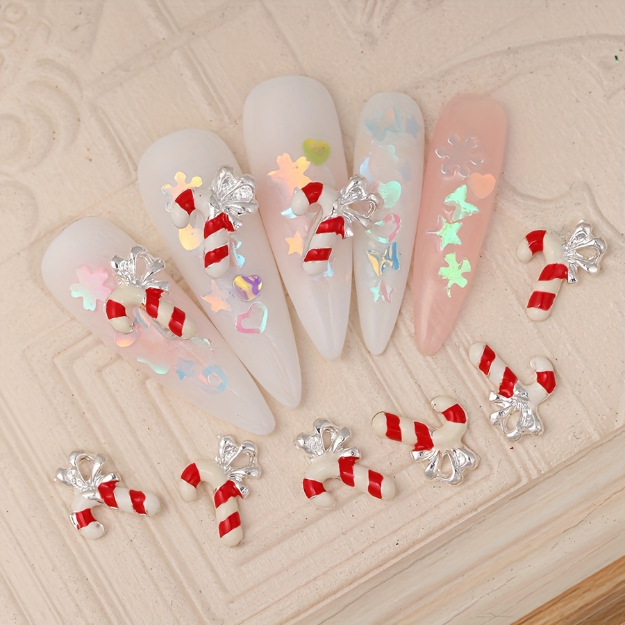 Nail Art 3D Candy Canes Christmas Leaf Roses Flowers Nail Art Nail Charms  Nail Decoration Kawaii 