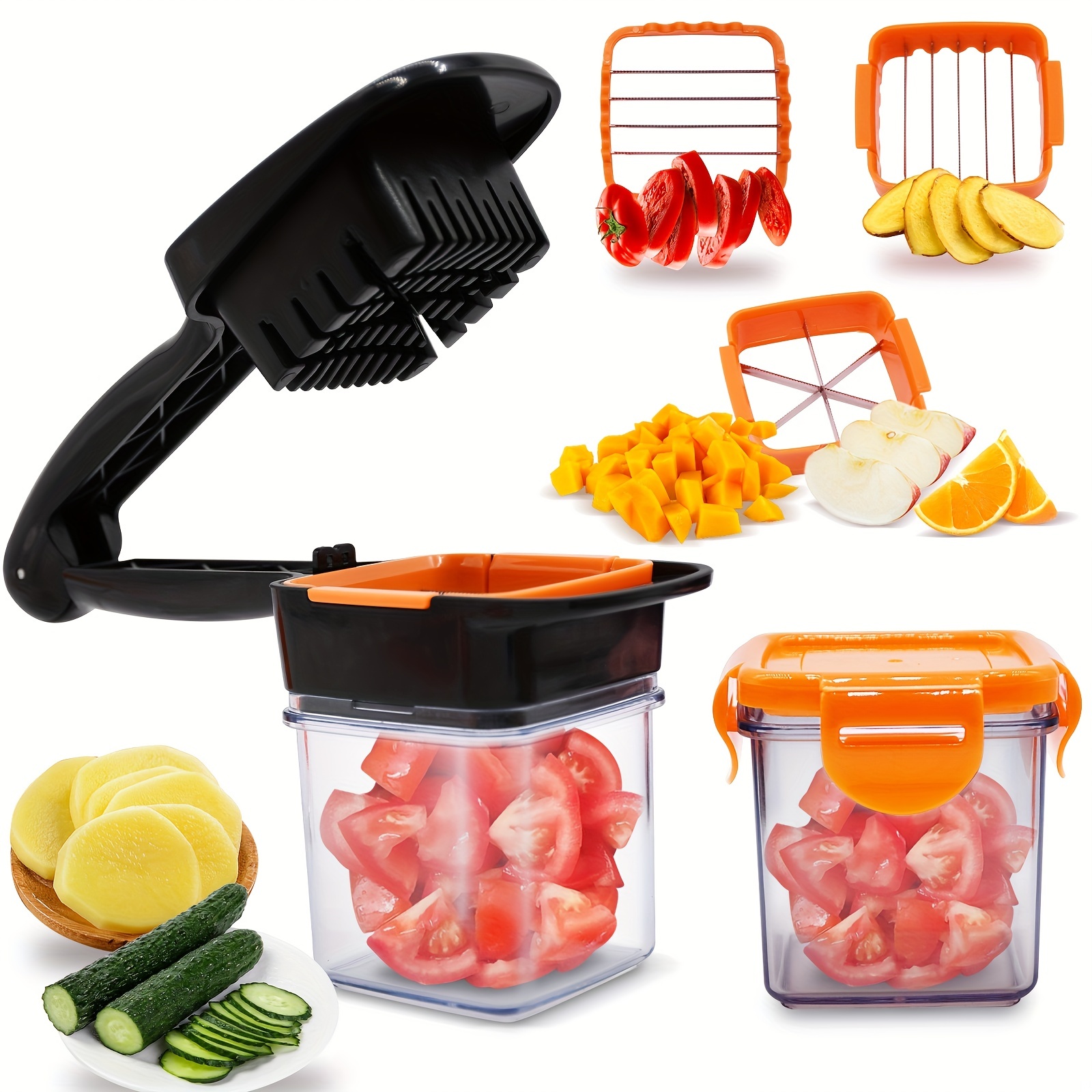 1 Set, 4in1 Vegetable Chopper, Fruit Chopper, Mini Handdheld Vegetable  Cutter With Container, Onion Mincer Chopper, Vegetable Chopper, Fruit  Dicer, Eg