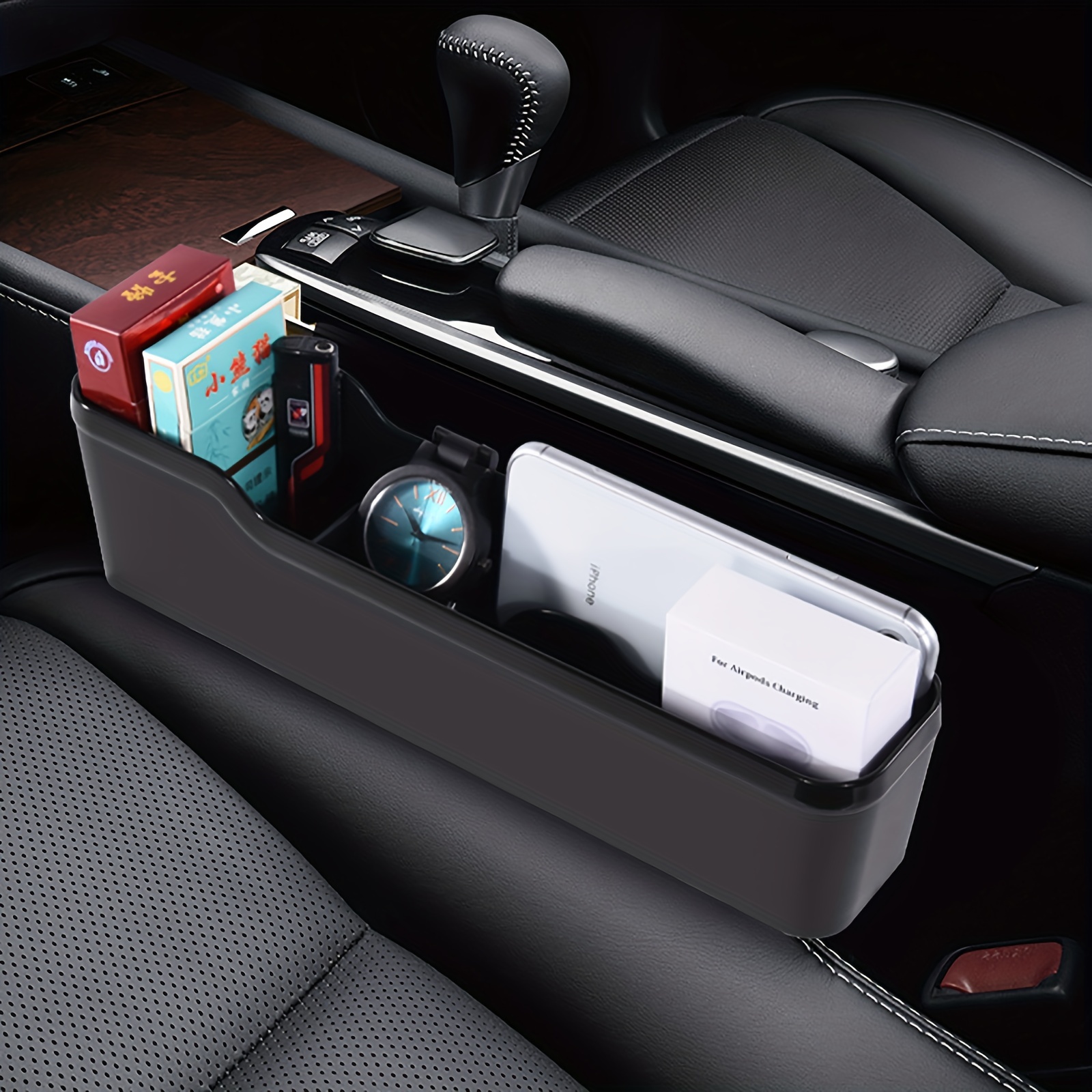 Car Seat Filler Organizer Car Crevice Storage Box Pu - Temu