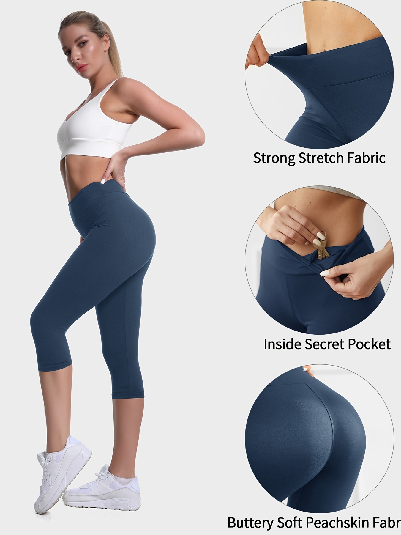 Yoga Pants for Women with Inner Pockets High Waisted Workout Pants