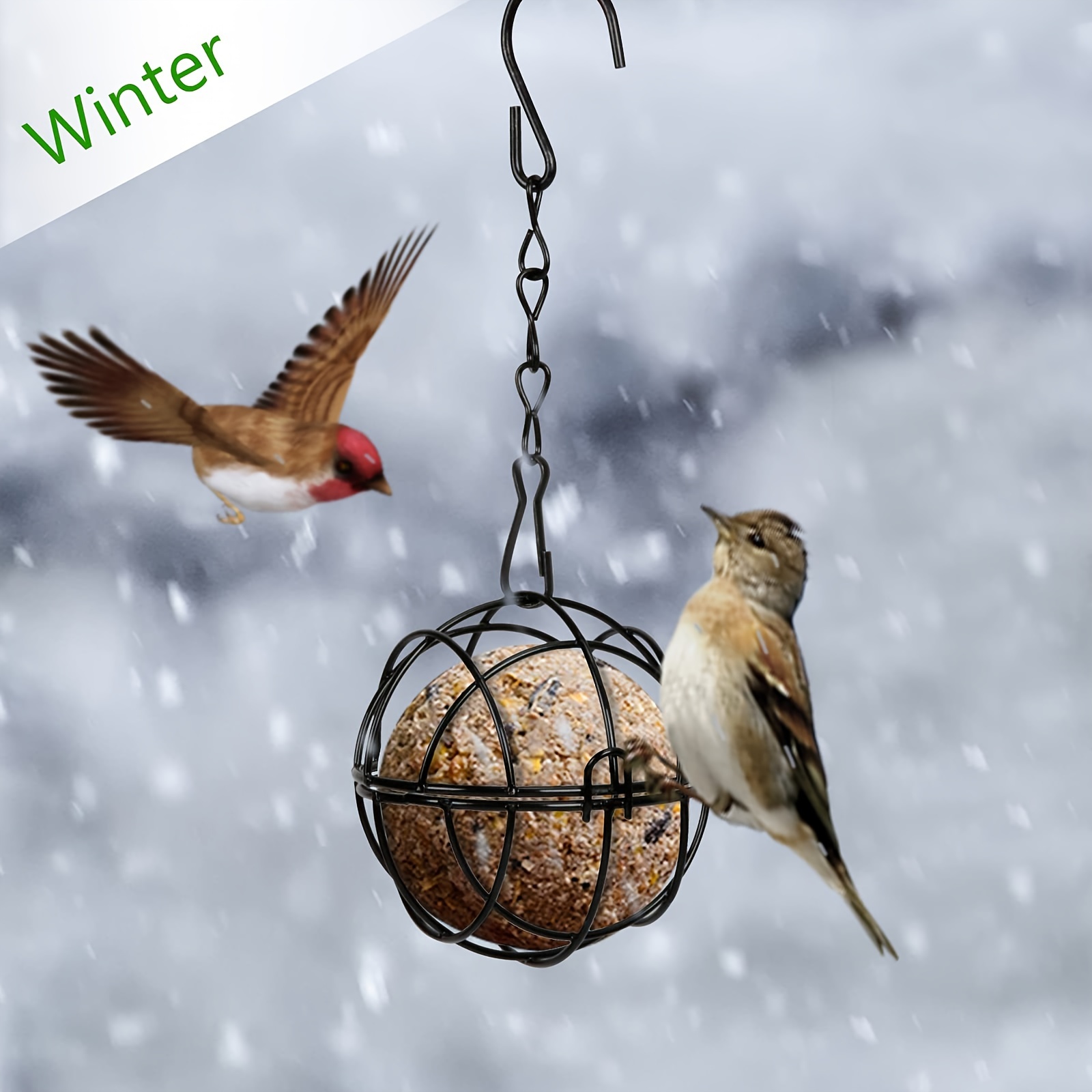 4 PCS Bird Feeders, Tit Ball Holders, With Hinged Lid, Hanging Tit Ball  Holder, Food Dispenser For Tit Ball Holder For Garden, Outdoor, Wild Birds,  Sp